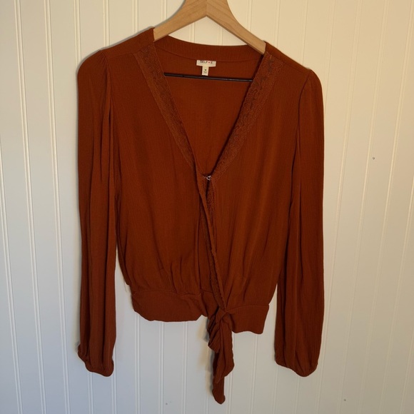 SELF♥️E Women’s Burnt Orange Wrap Blouse Size Medium - Picture 1 of 13